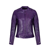 Women's Purple Motorcycle Style Motorbike Biker Leather jacket